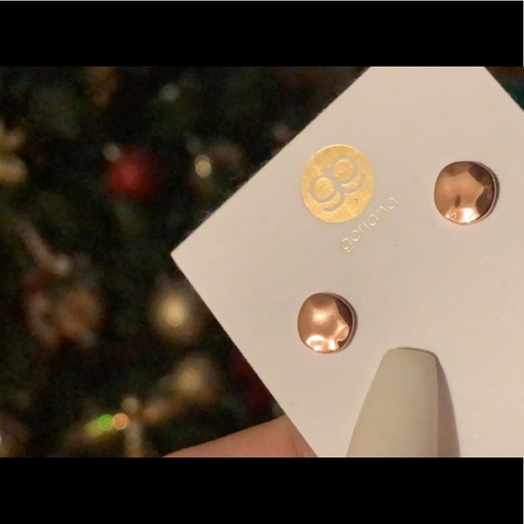 Rose Gold Circle Earrings - Picture 2 of 3